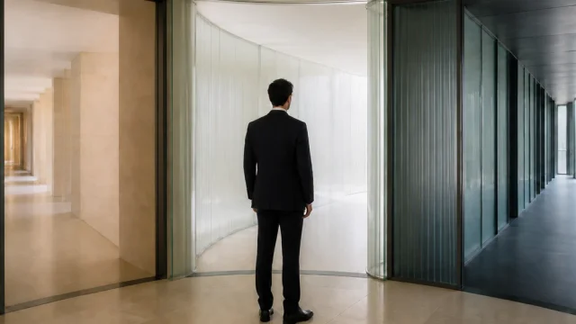 Professionnel anonyme placé à la rencontre de trois espaces institutionnels distincts