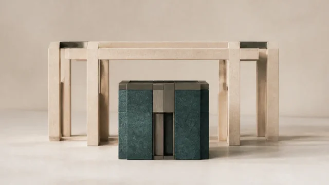 Compact assembled module placed before a larger frame to illustrate the possible development of a Luxembourg SARL-S