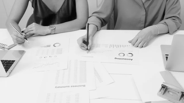 Professionals analysing financial statements for Luxembourg SCSp accounting and partner reporting
