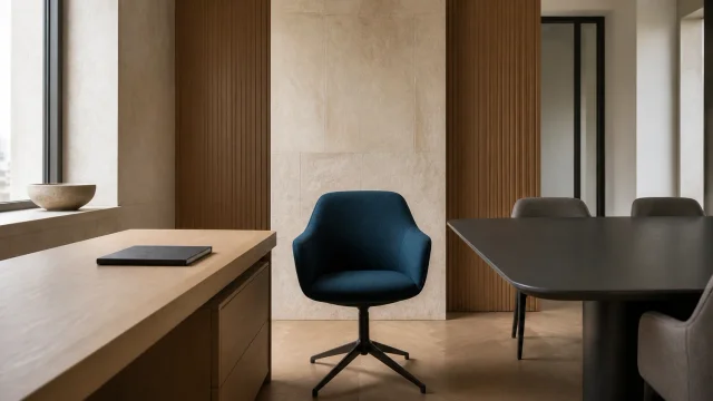 Siège placé entre un bureau de travail et une table de gouvernance pour illustrer la double position du gérant